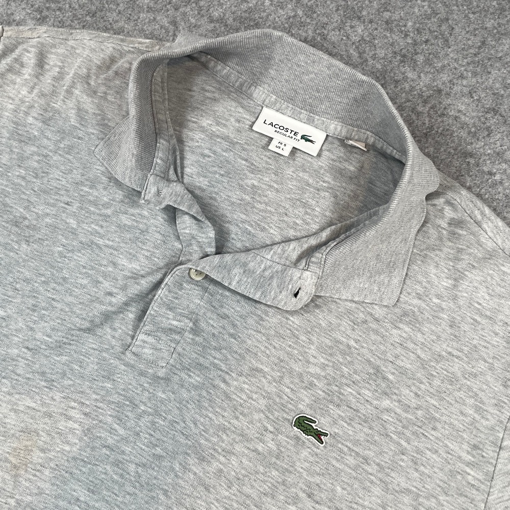 Lacoste Mens Polo Shirt Size L Regular Fit Short Sleeve Gray Heathered